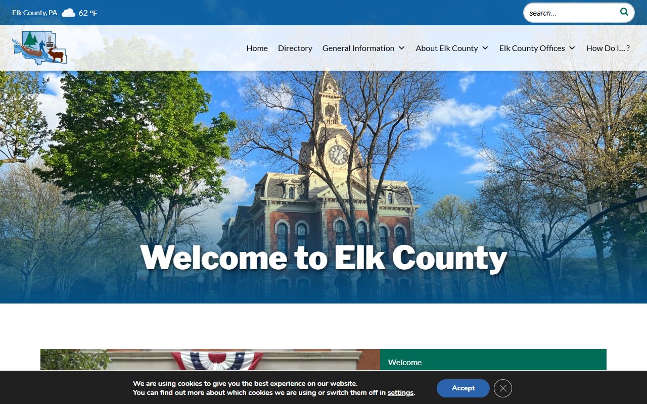 Elk County Prison inmate information menu for Cameron County detainees