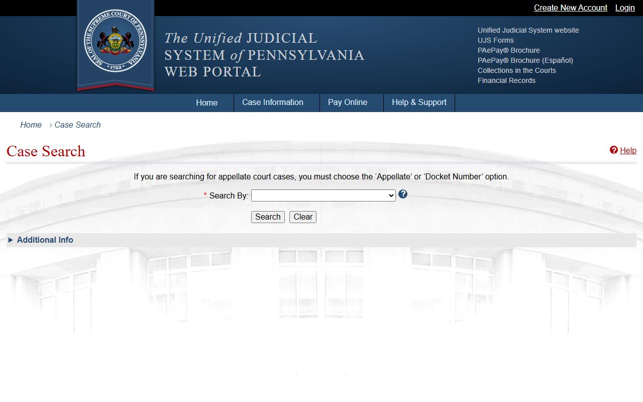 Pennsylvania UJS Cameron County court records after arrest search